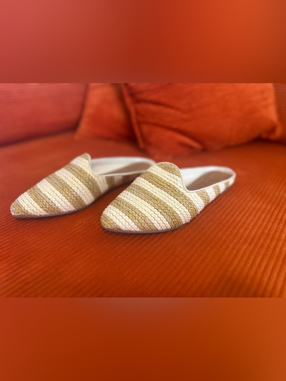 Raffia Striped Slip-On Mules - 8.4